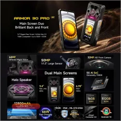 Ulefone Armor 30 Pro 5G: 6.9" 120Hz, 16GB+512GB, 12800mAh, 64MP Night Vision, Android 14, NFC