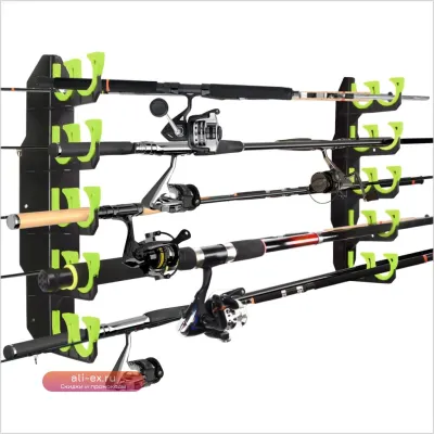 Держатель для удочек Hikeen, монтаж на стену или потолок, до 10 удилищ (1 шт.)