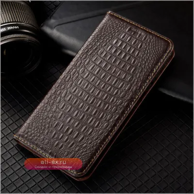 Чехол-книжка из натуральной кожи для Xiaomi Poco X7/X6/X5/X4/X3/X2 Pro GT NFC Neo с отделением для карт