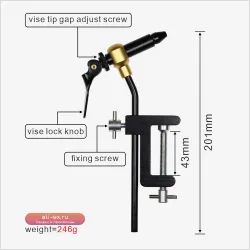 Тиски для вязания мушек VTWINS с закаленными стальными губками и С-зажимом