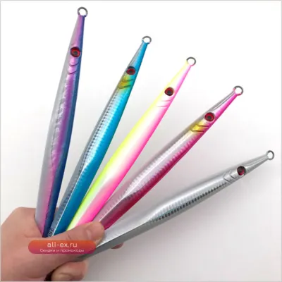 Металлический пилькер Long Luminescence 200-400г (5 шт.) для желтохвоста, трески, скумбрии
