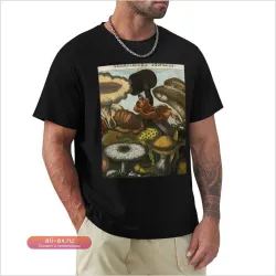 Футболка оверсайз с принтом грибов летняя мужская
