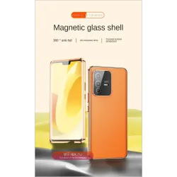 Чехол 360° для Vivo V23 5G V2130 с передним стеклом и задней крышкой из PU-кожи