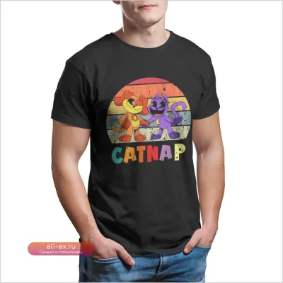 Футболка унисекс Animals Cute Catnap and Dogday Horro Game с принтом Smiling Critters