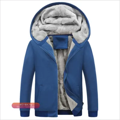Мужской утепленный флисовый кардиган-толстовка на молнии с плюшевой подкладкой