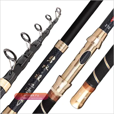 Удилище спиннинговое телескопическое Superhard 2.4-3.6м, ультралегкое, дальний заброс, для морской рыбалки