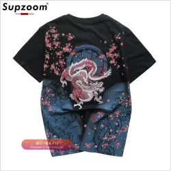 Футболка Supzoom мужская с вышивкой "Карп тату", хлопок, короткий рукав