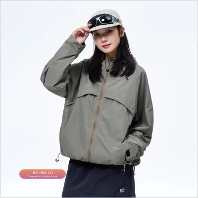 Женская ветровка Outdoor Hooded Lightweight Casual Zippered Coat