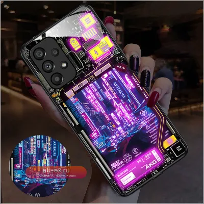 Светящийся чехол в стиле Cyberpunk для Samsung S23/S22/S21 Ultra/Plus/FE, A73/A53/A33/A72/A52/A32, Note20/Note10 Ultra