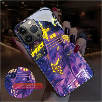 Светящийся чехол в стиле Cyberpunk для Samsung S23/S22/S21 Ultra/Plus/FE, A73/A53/A33/A72/A52/A32, Note20/Note10 Ultra