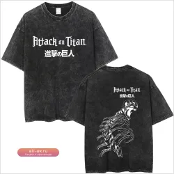 Футболка с принтом Eren Jaeger "Атака Титанов" в стиле Vintage