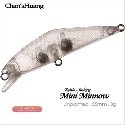 Chan'sHuang 20 шт. неокрашенные заготовки мини воблеры 55 мм 3 г тонущие для рыбалки своими руками