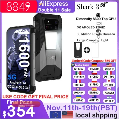 8849 SHARK 3 Unihertz: Защищенный смартфон Android 14, Dimensity 8300, 3K AMOLED, 11600 мАч, 5G