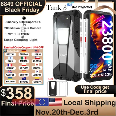 8849 Tank 3: Смартфон 5G, 32+512GB, Аккумулятор 23800mAh, Зарядка 120W, Камера 200MP, Дисплей 120Hz, GPS, Dual SIM