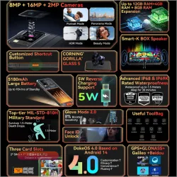 Blackview BV4800 PRO 4/128GB NFC Android 14 защищенный смартфон 6.56'' IPS 13MP 5180mAh