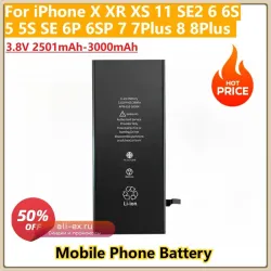 Аккумулятор для iPhone X/XR/XS/11/SE2/6/6S/5/5S/SE/6P/6SP/7/7Plus/8/8Plus 3.8V 2501-3000mAh