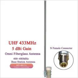 Антенна 433 МГц всенаправленная стекловолоконная UHF 400-480 МГц для базовой станции с разъемом N Female, наружная, для крыши, мониторинга