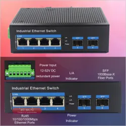 Промышленный гигабитный Ethernet-коммутатор Rugged 1-10 RJ45 + SFP, -40~80℃, IP40, DIN-рейка